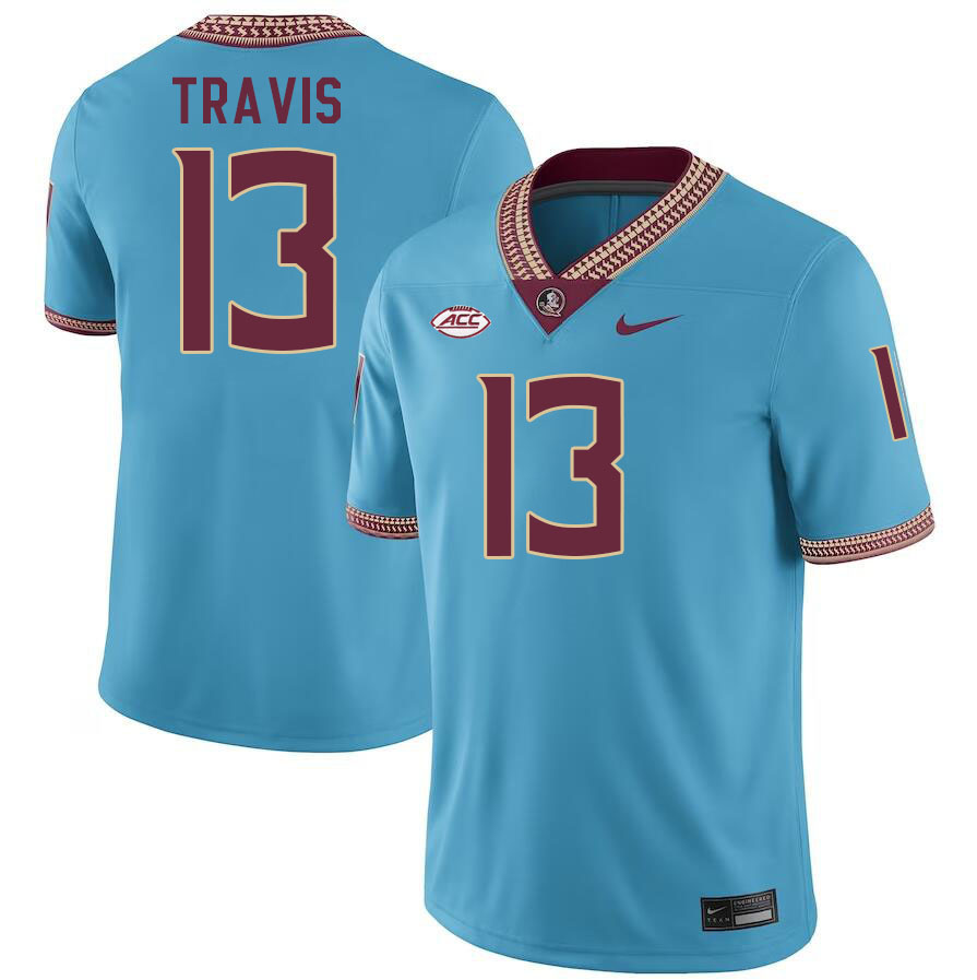 #13 Jordan Travis Florida State Seminoles Jerseys Football Stitched-Turquoise - Click Image to Close
